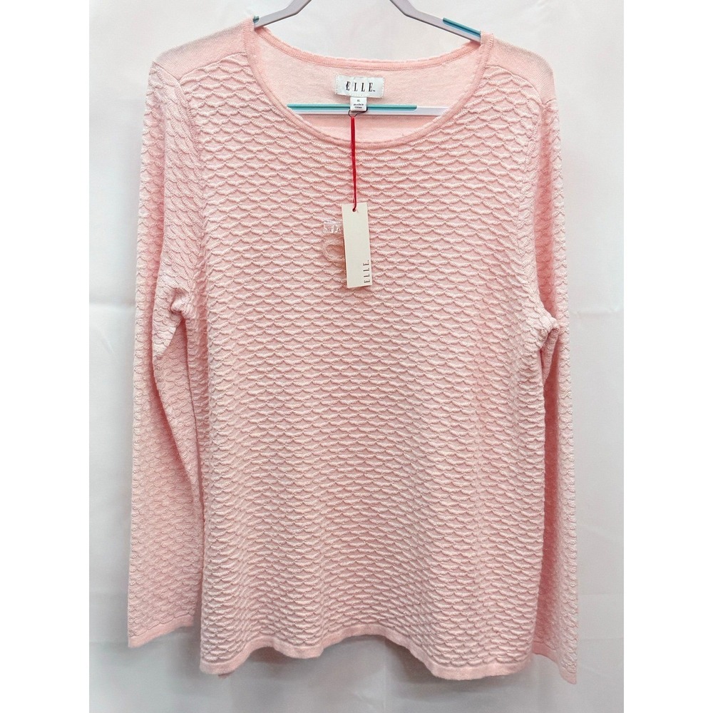 CD106‎ NWT Elle Pink & Silver Shimmer Textured Sweater Sz XL